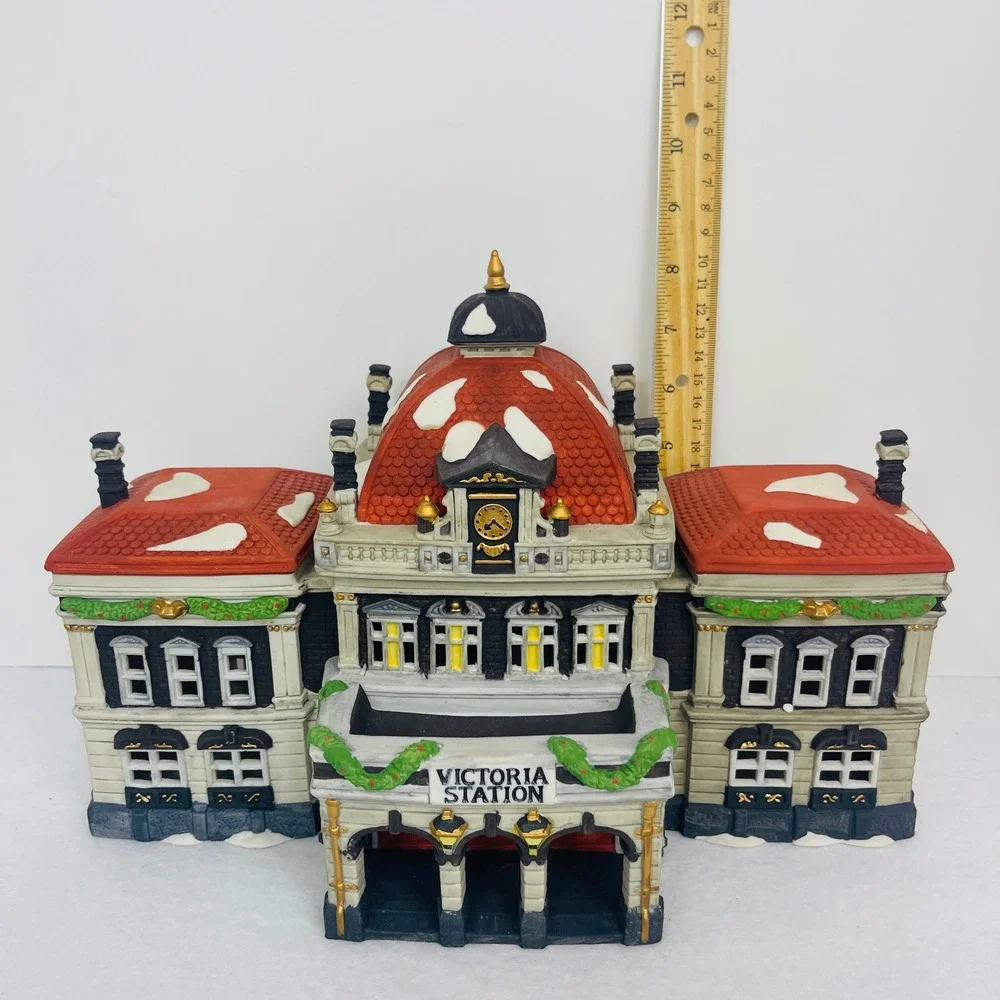 Victoria Station Christmas Village Building Ceramic Lighted Train Station Decor